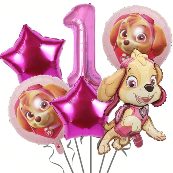 skye pink balloon with pink number balloon