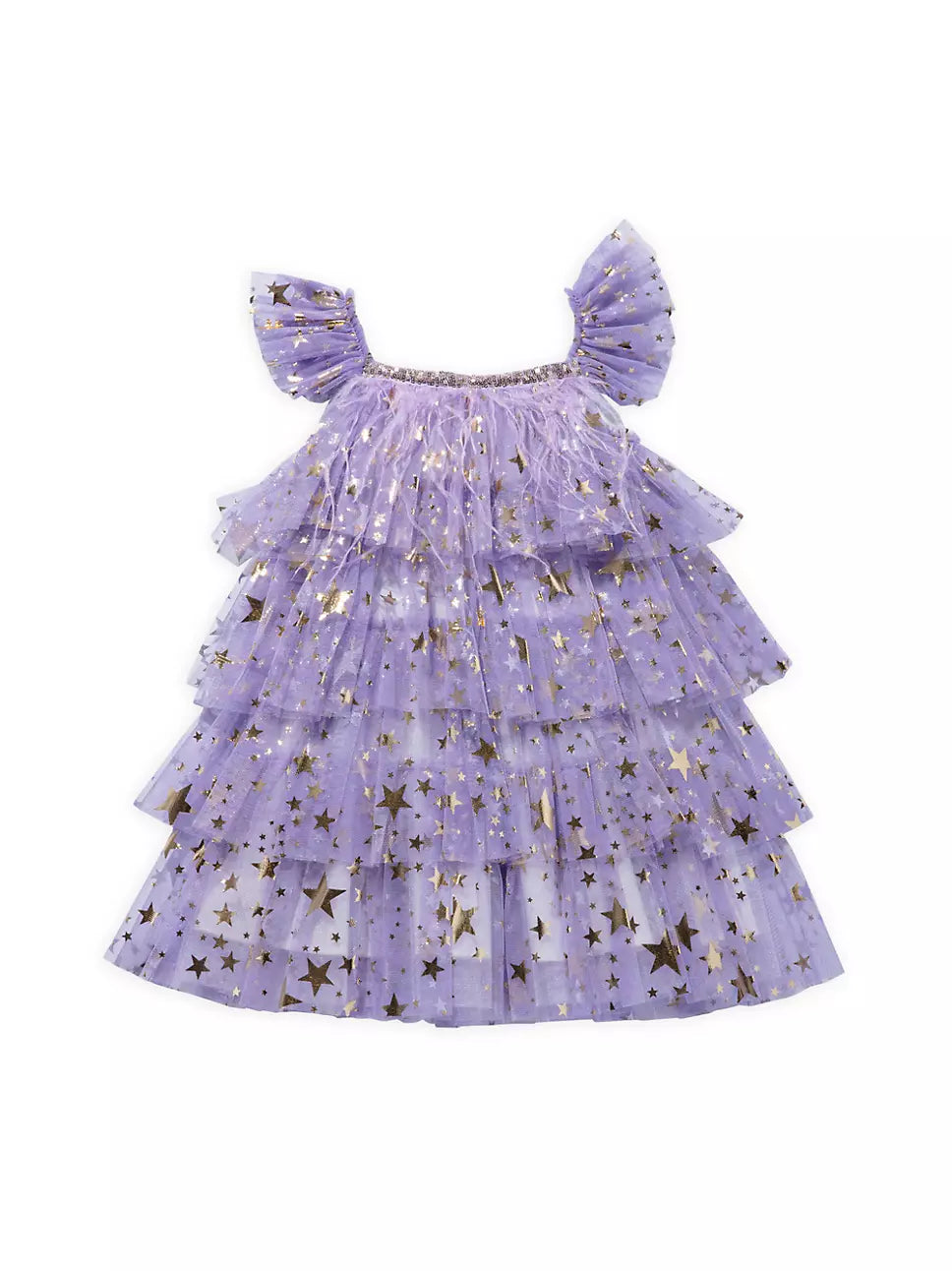 Purple Ruffle Star Tulle Dress