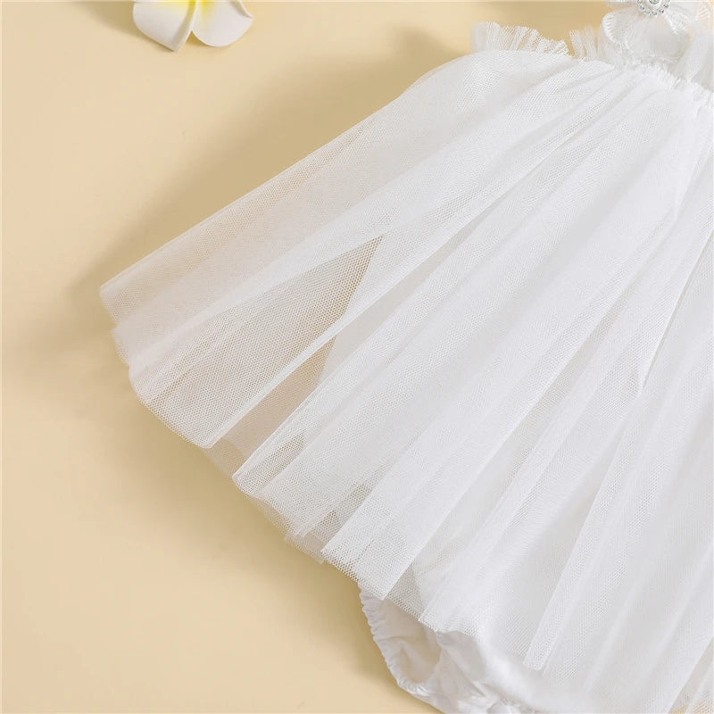 White Tulle Romper Dress