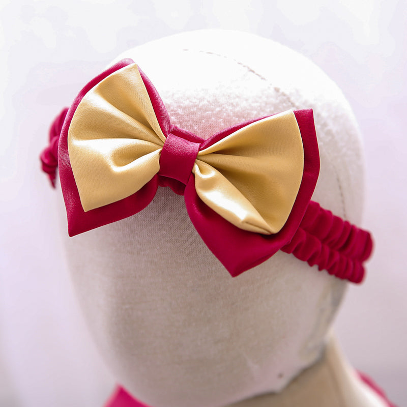Maroon And Gold Embroidered Special Occasions Ball Gown