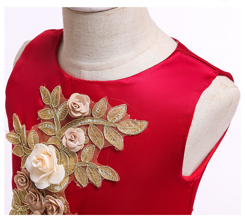 Maroon And Gold Embroidered Special Occasions Ball Gown