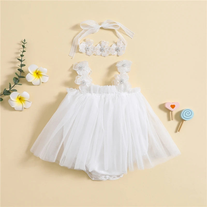 White Tulle Romper Dress