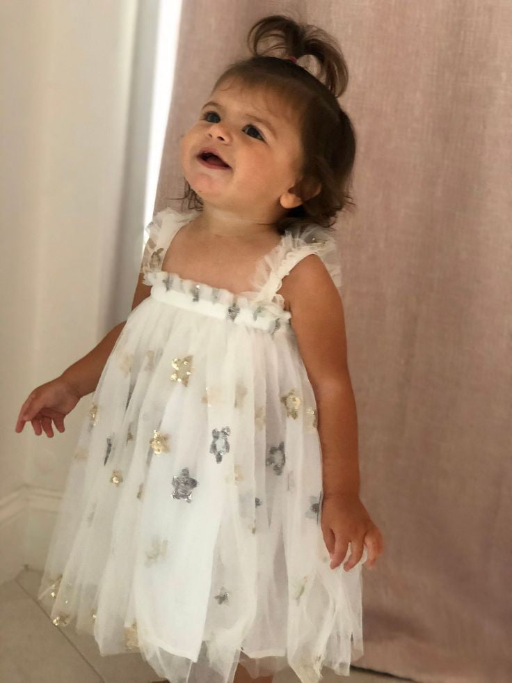 Gold and Silver Stat Tulle Dress (Ivory)
