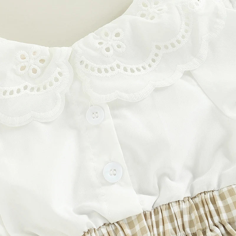 Lace Ruffle Collar Romper with Headband