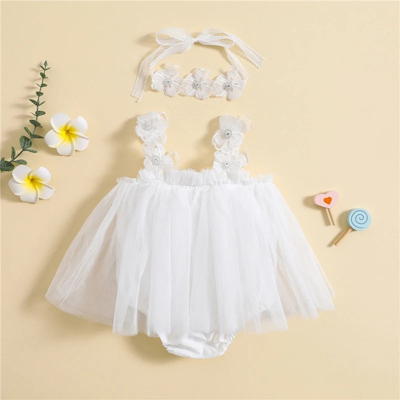 White Tulle Romper Dress