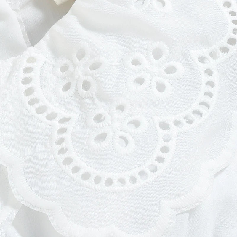 Lace Ruffle Collar Romper with Headband