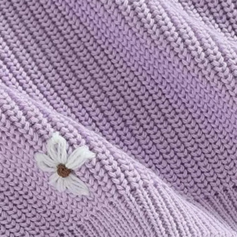 Purple Floral Sweater #1000223