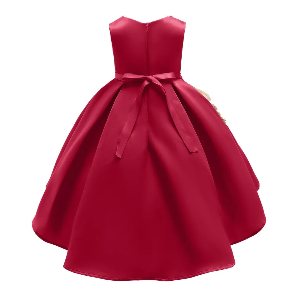Maroon And Gold Embroidered Special Occasions Ball Gown