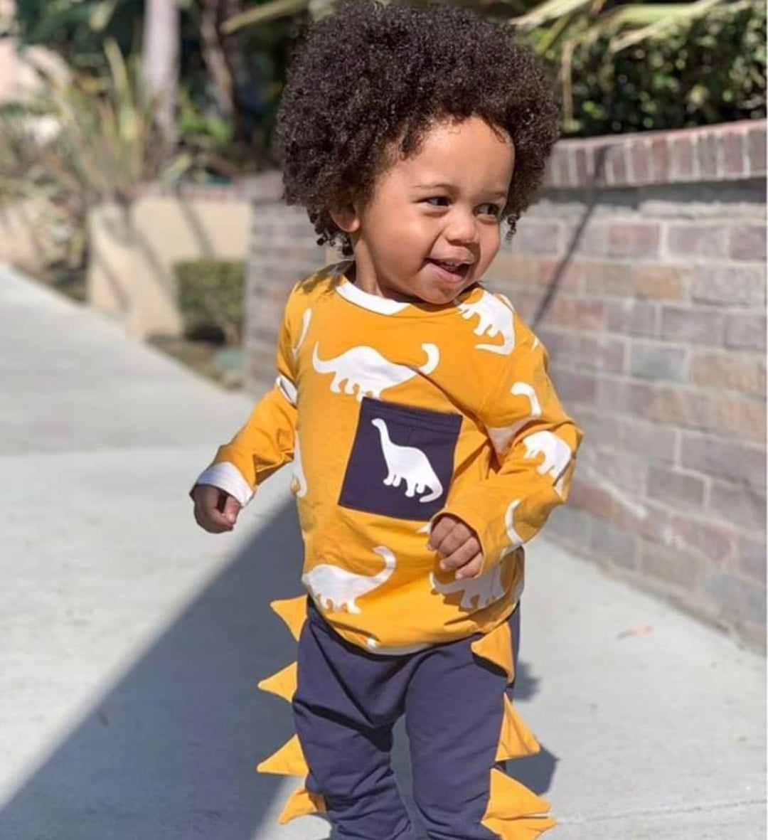 Yellow & Navy Dinosaur Tracksuit