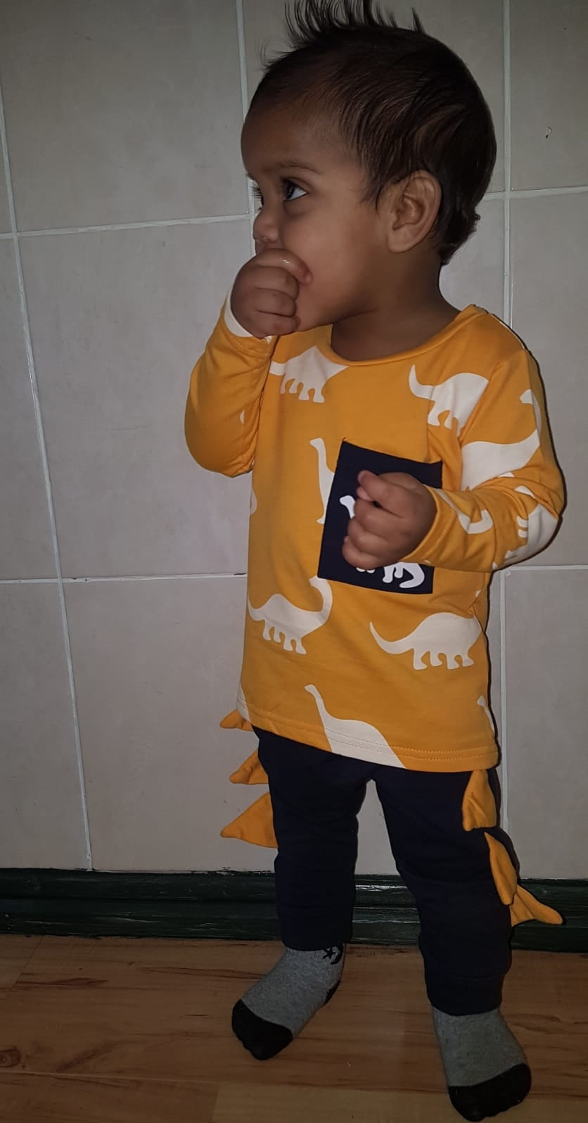 Yellow & Navy Dinosaur Tracksuit