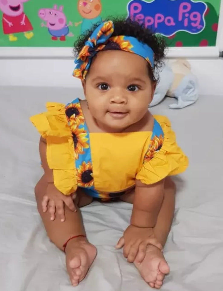 Sunflower Sky Blue Ruffle Romper