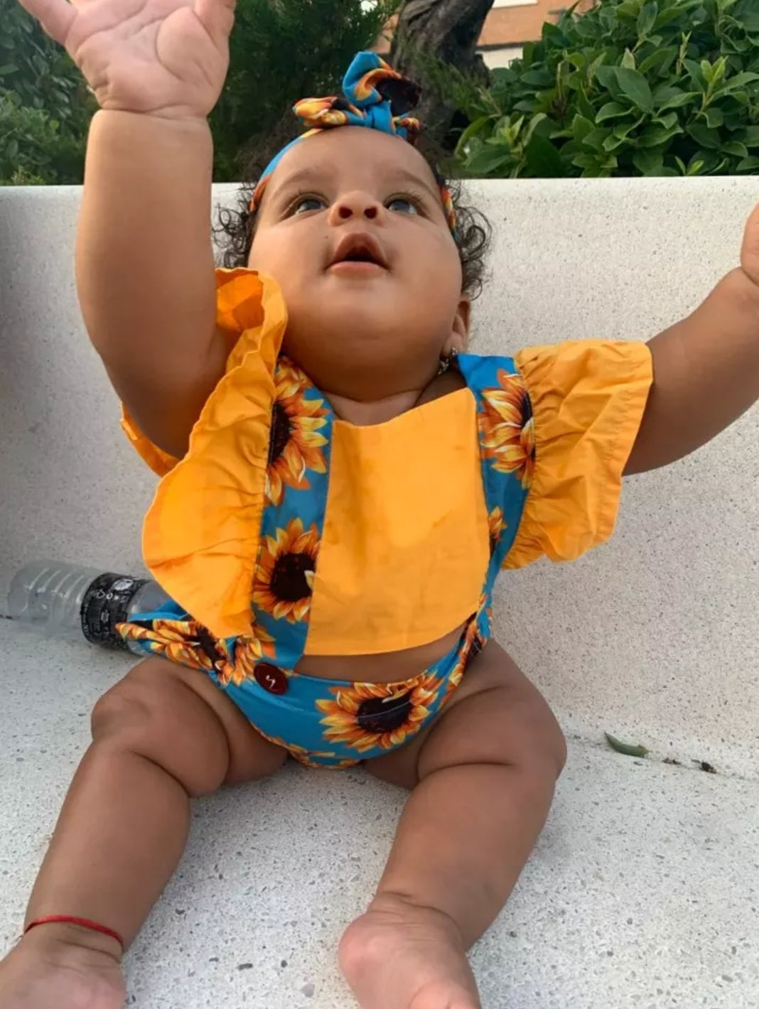 Sunflower Sky Blue Ruffle Romper