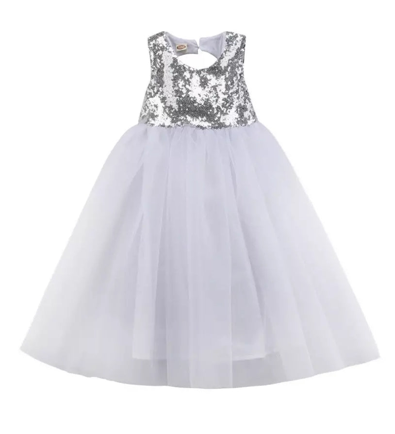 Silver Sequins and White Dress 1000124