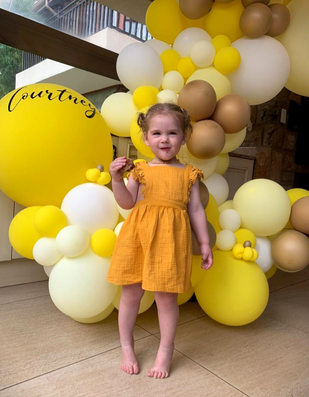 Yellow Lace Sleeved Dress
