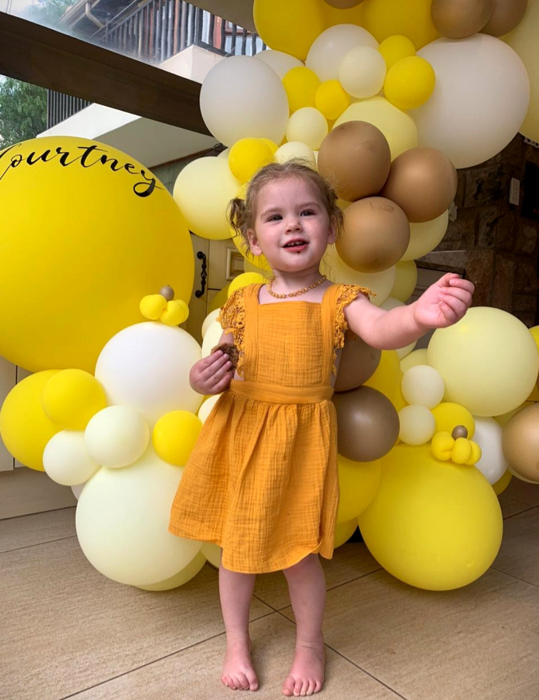 Yellow Lace Sleeved Dress
