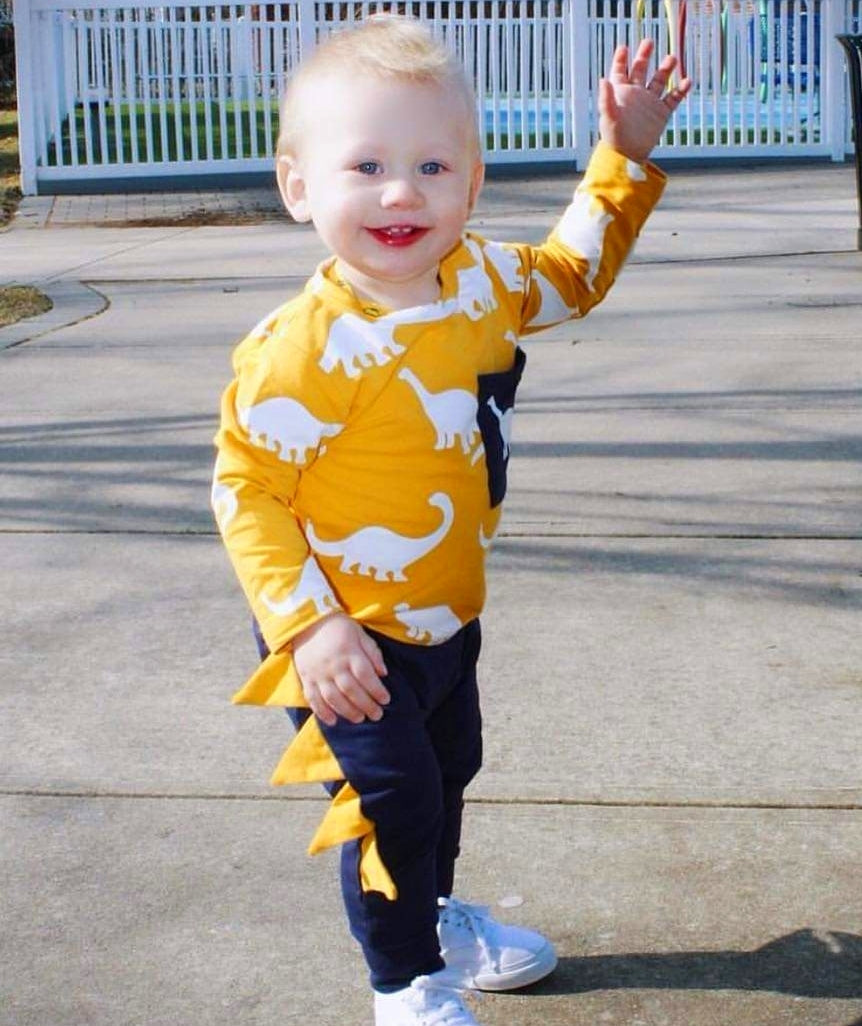 Yellow & Navy Dinosaur Tracksuit