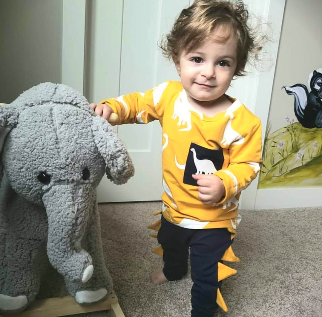 Yellow & Navy Dinosaur Tracksuit