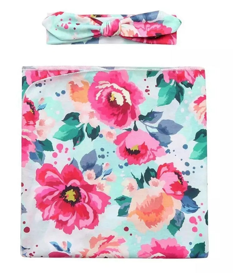 Swaddle Sky Blue Floral