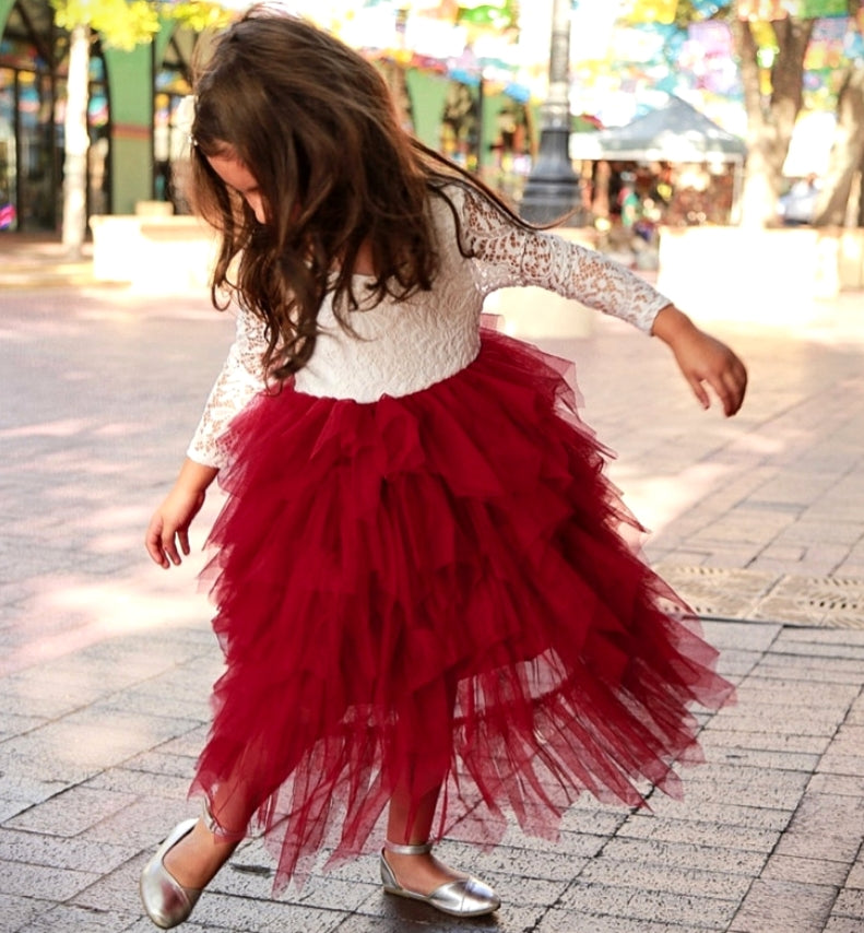 Long Sleeve Lace Red Wine Special Occasions Dress 1000273