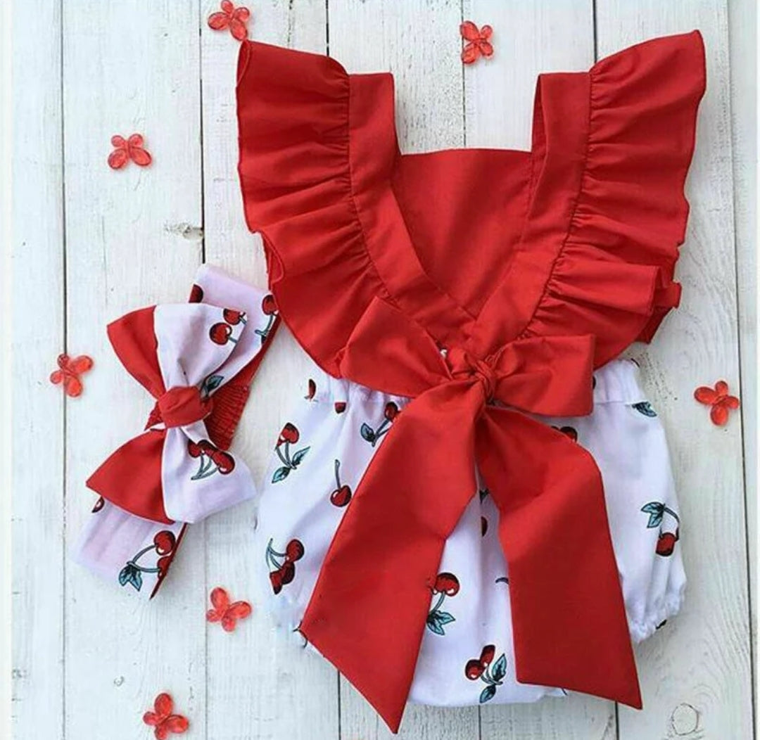 Cherry Ruffle Romper