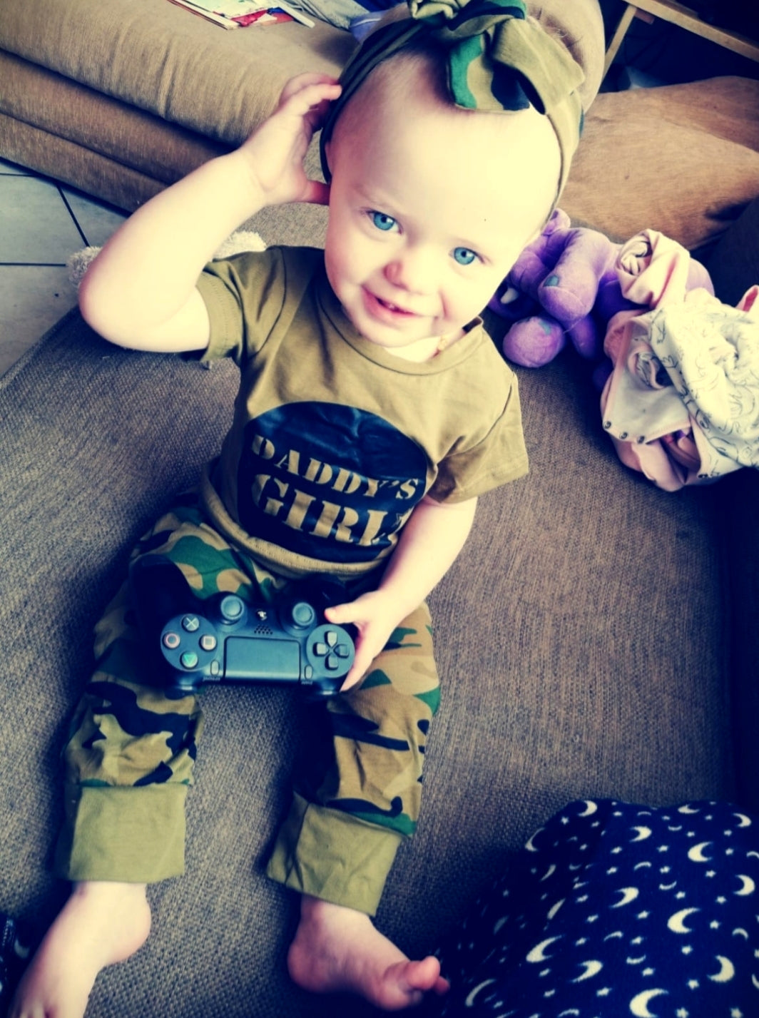 Daddy's Girl T-shirt, Camo Pants And Headband