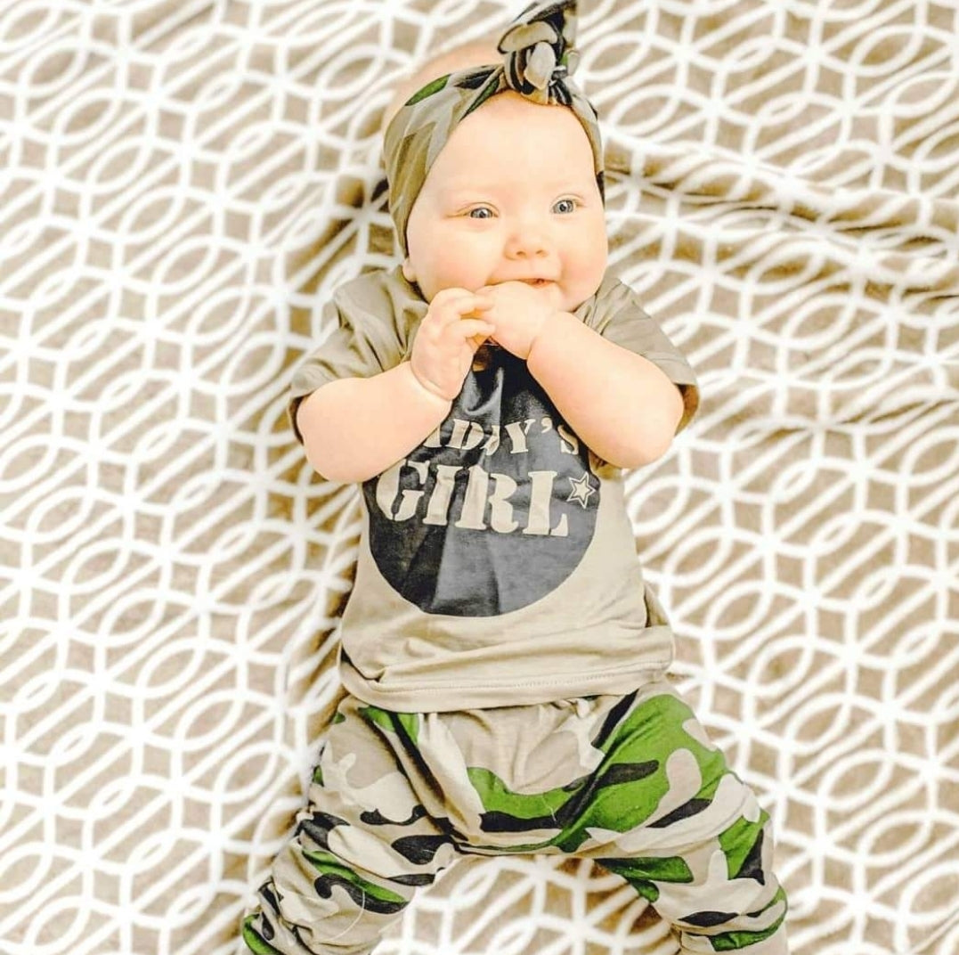 Daddy's Girl T-shirt, Camo Pants And Headband