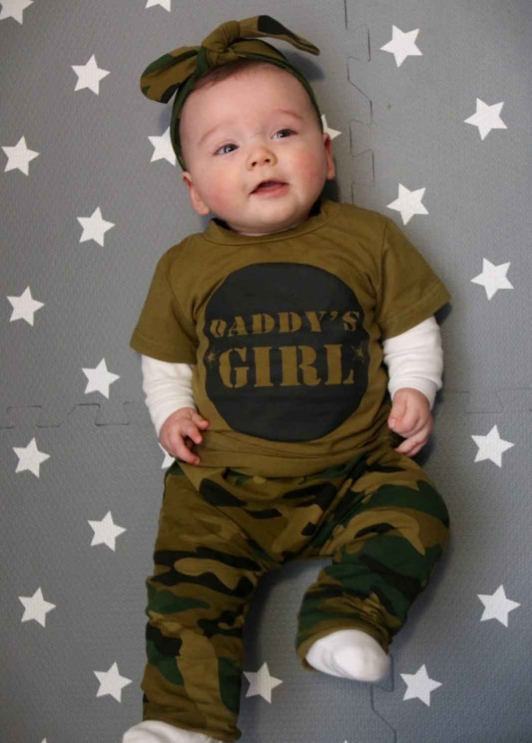 Daddy's Girl T-shirt, Camo Pants And Headband