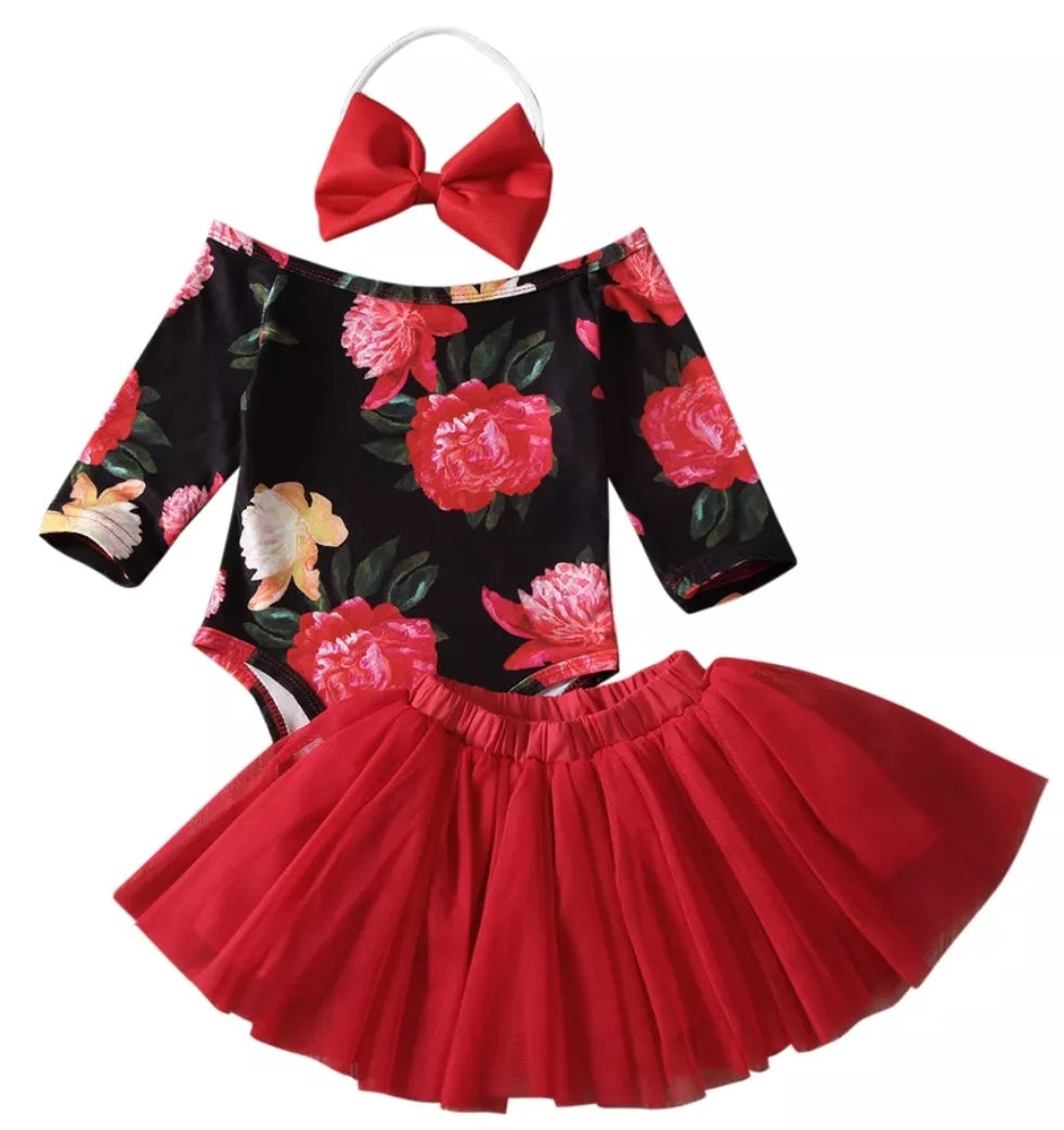 Rose Leotard, Red Tutu and Headband 1000140