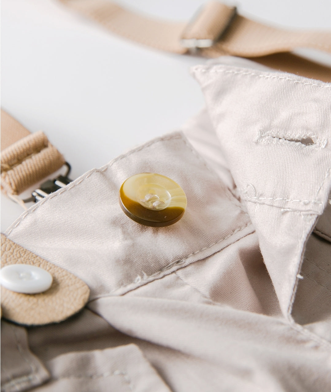 Gentleman Suit, White Shirt, Bowtie, Chino Shorts And Suspenders