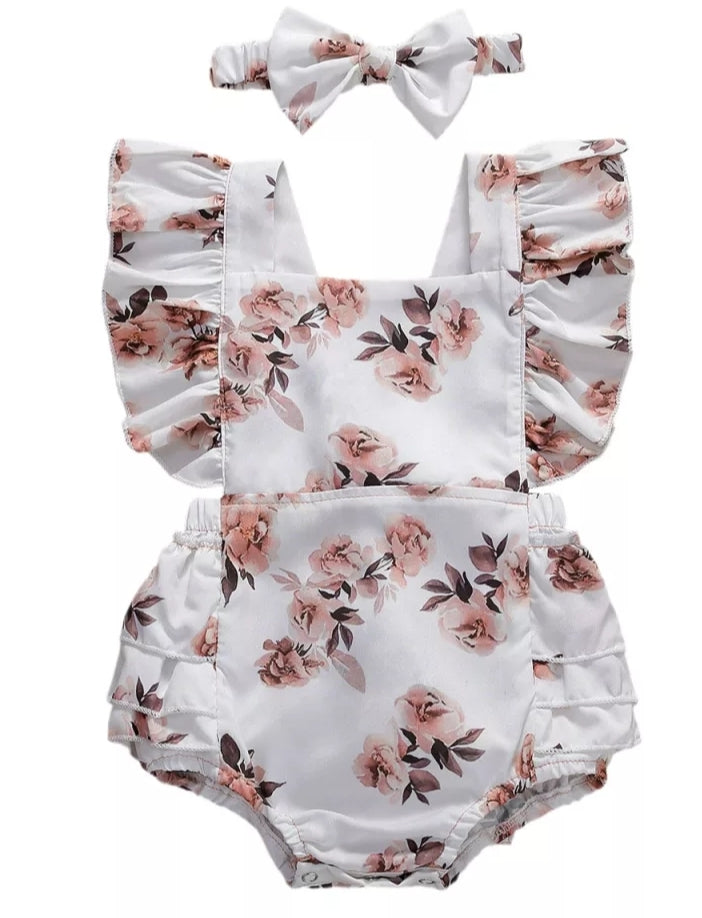 White Floral Romper