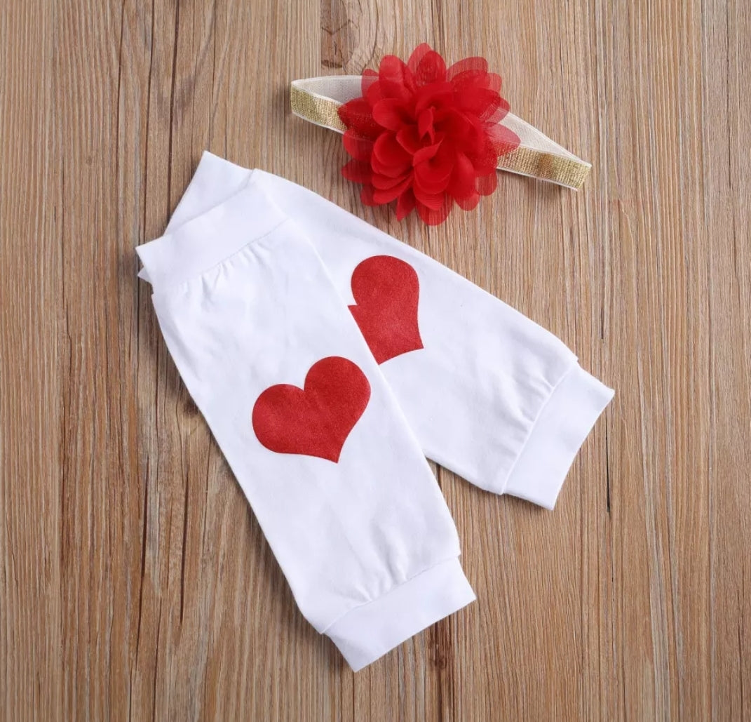 My First Valentine's day Romper with Tutu, Leggings and Headband