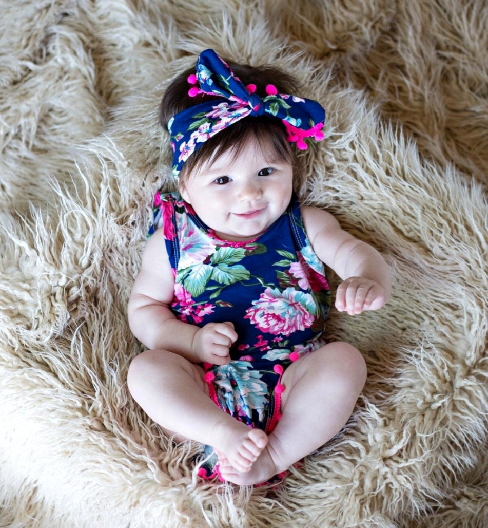 Floral Romper Navy