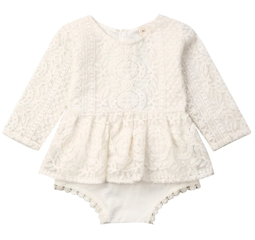 Long Sleeve Lace Romper Dress