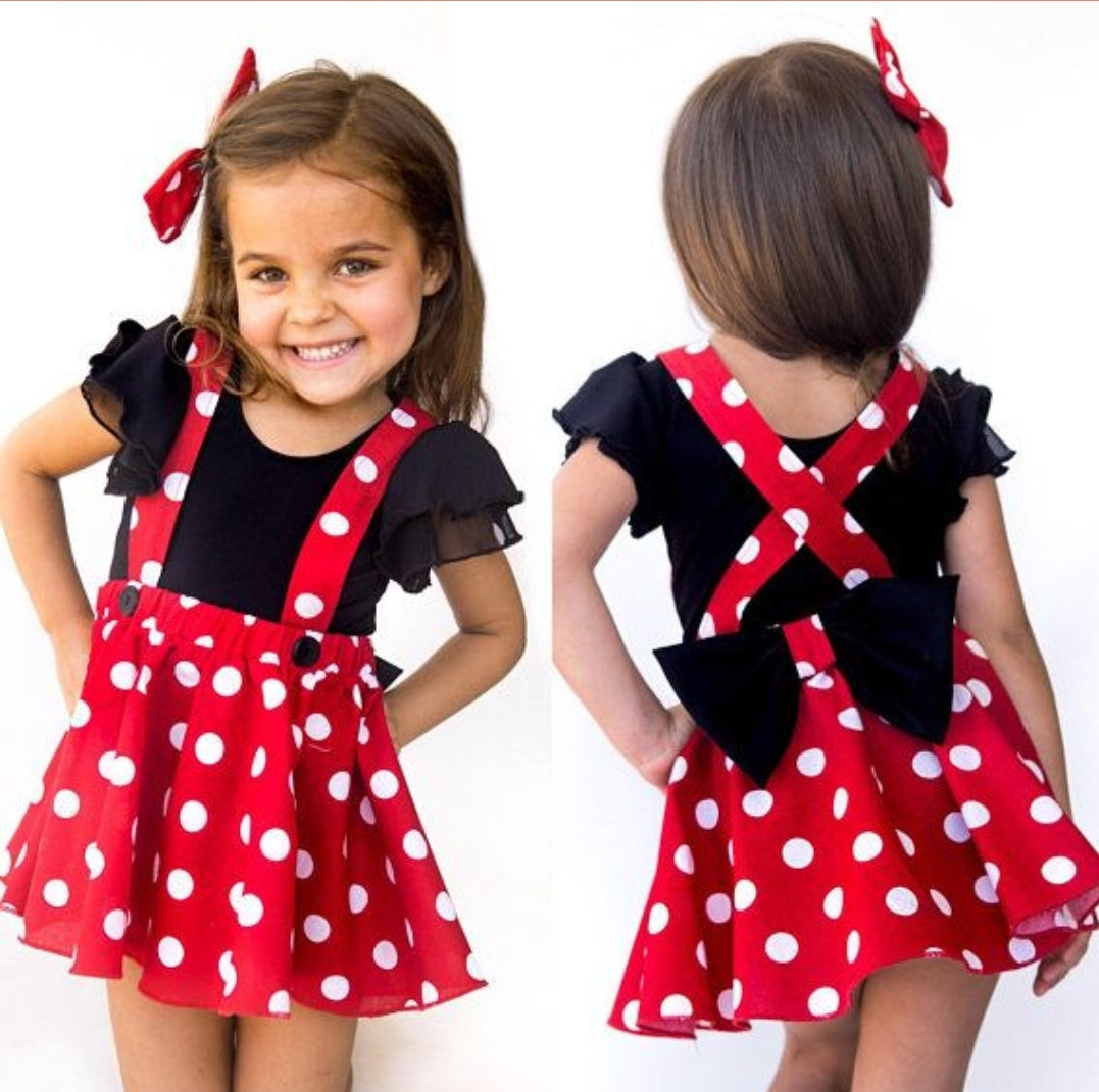 3pcs Polka Dots Print Short-sleeve Black and Red Baby Set