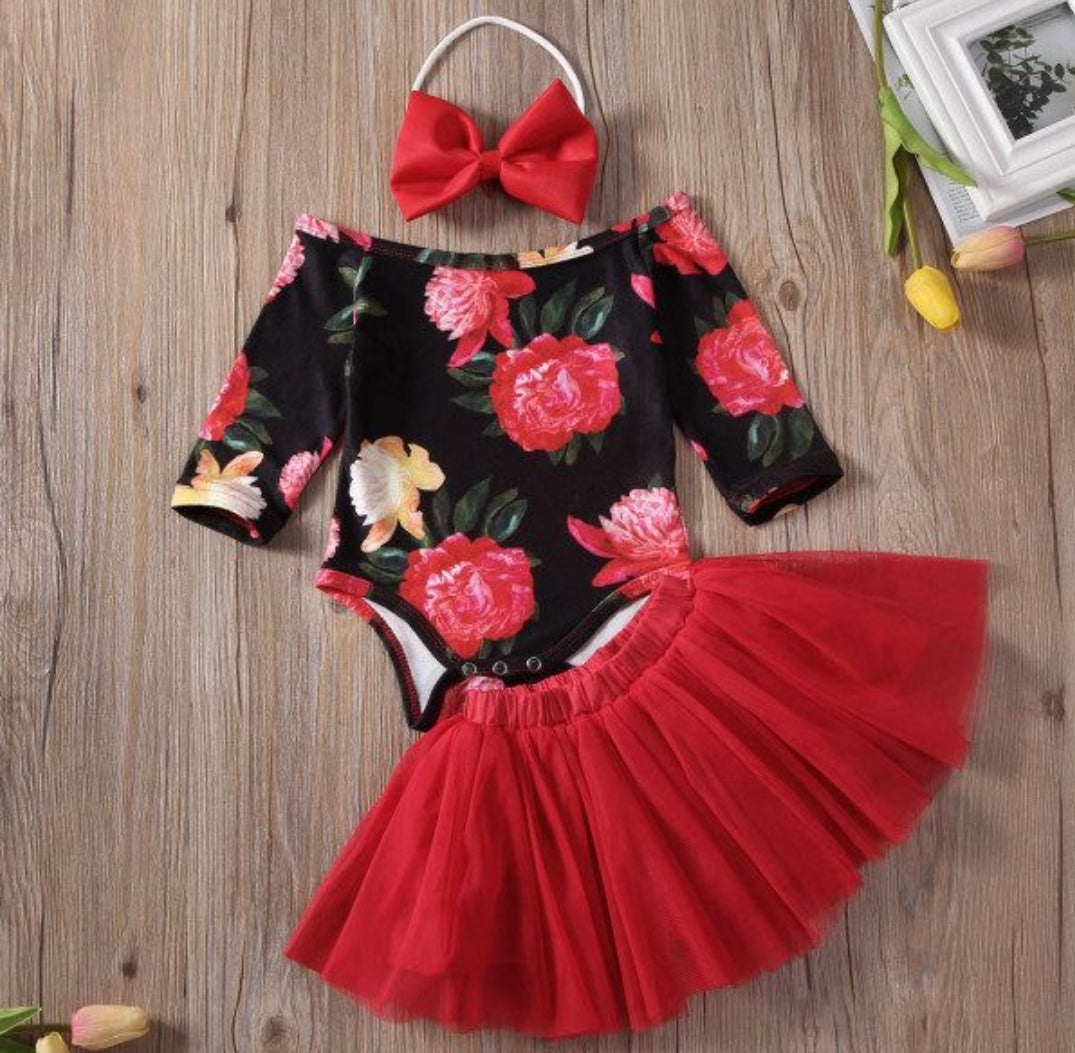 Rose Leotard, Red Tutu and Headband 1000140