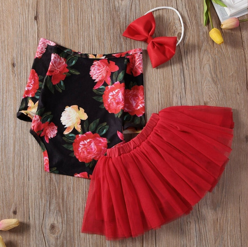 Rose Leotard, Red Tutu and Headband 1000140