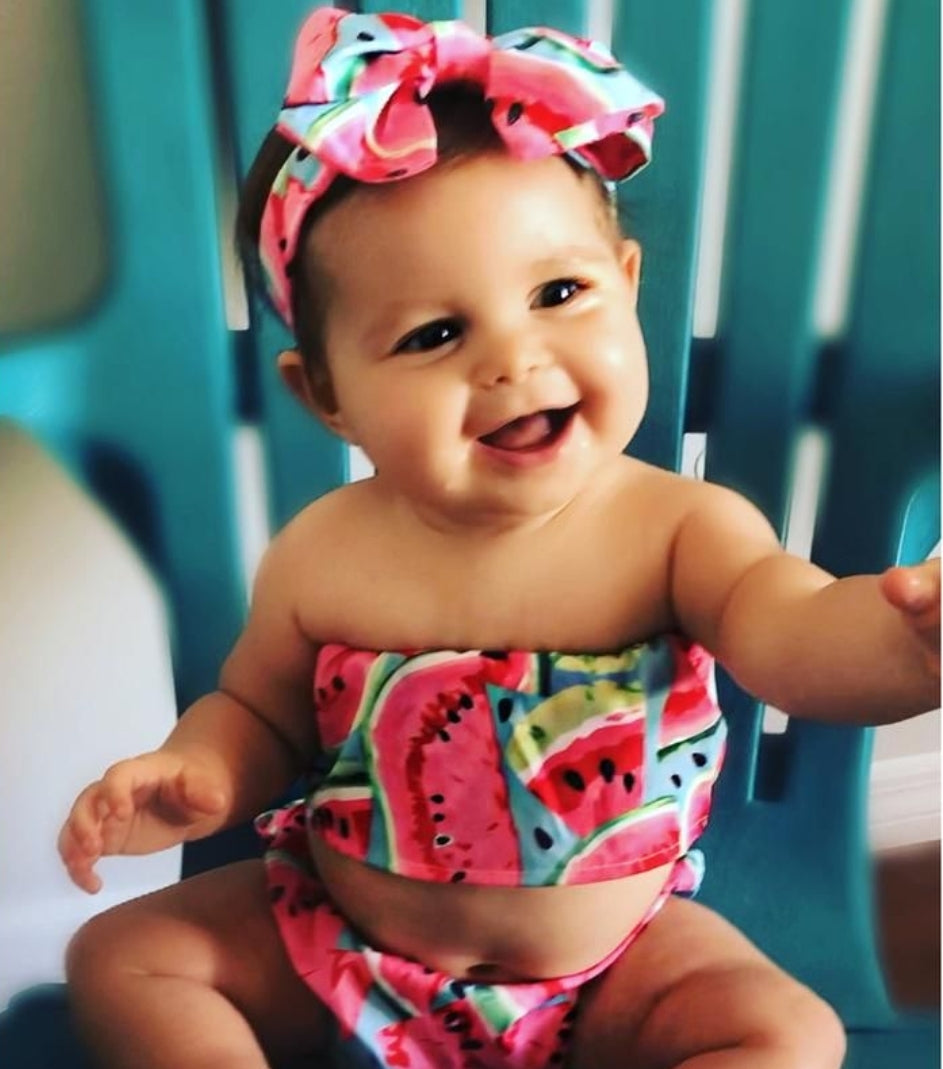 Watermelon Crop Top with Bloomer and Headband