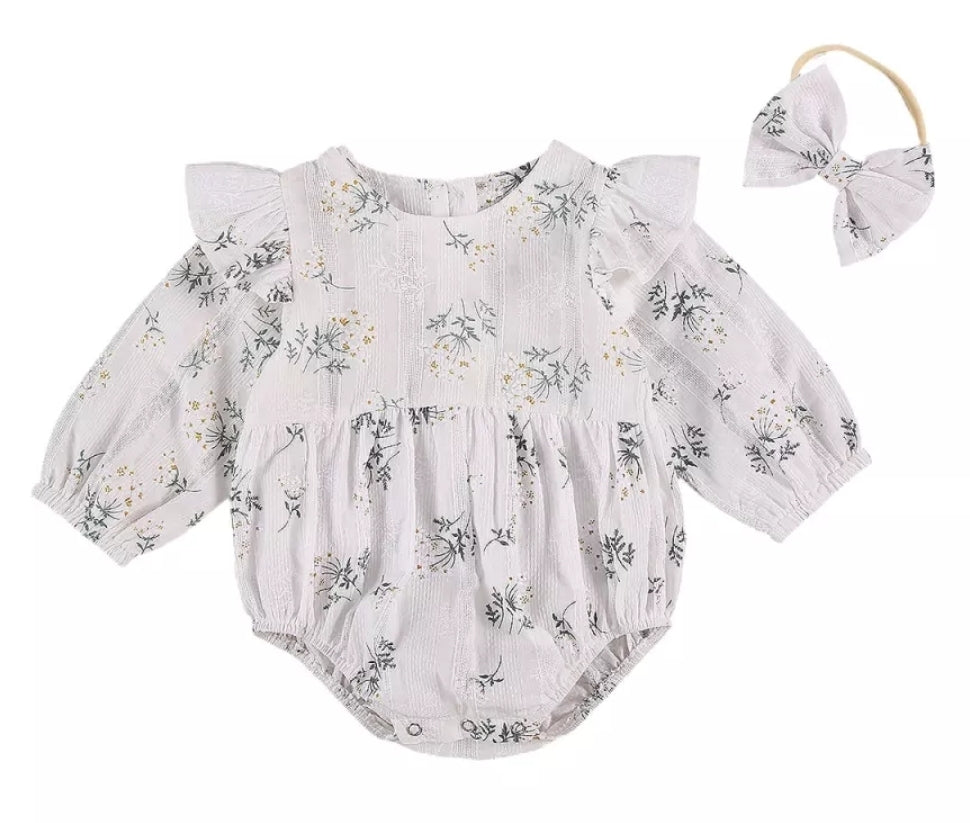 Vintage Floral Balloon Romper Sibling Outfit also available in dress