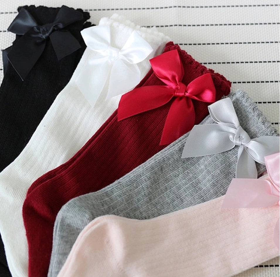 Gray Bow Socks