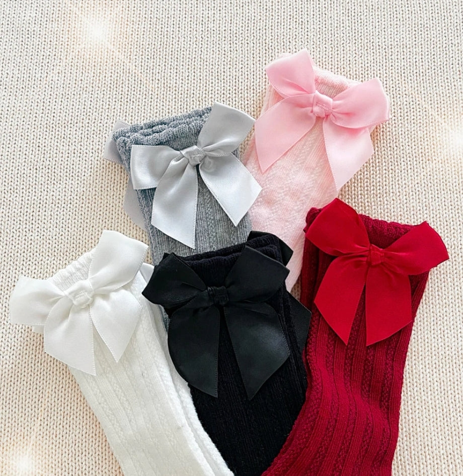 Gray Bow Socks