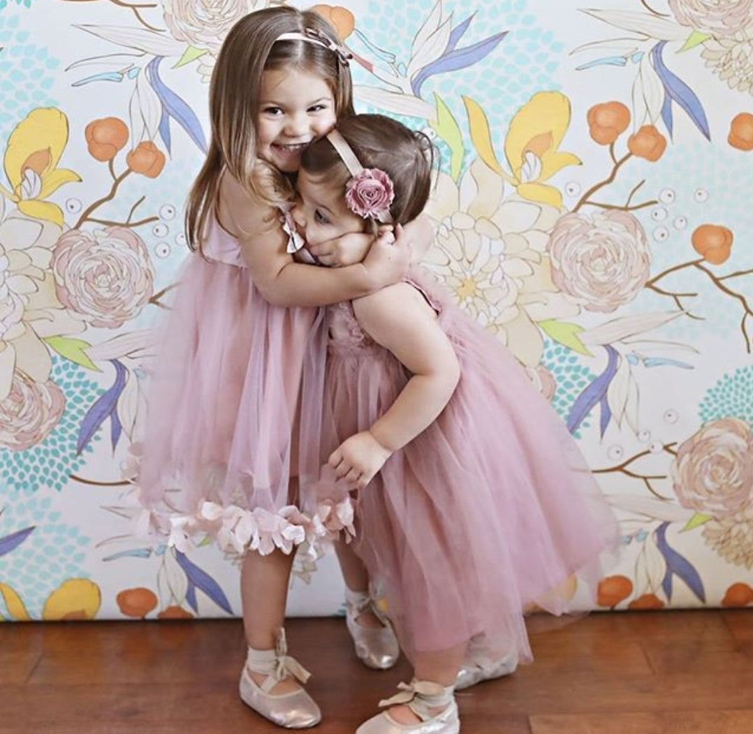 Pink 3D Ruffle Floral Dress