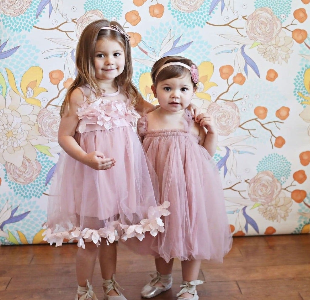 Pink 3D Ruffle Floral Dress