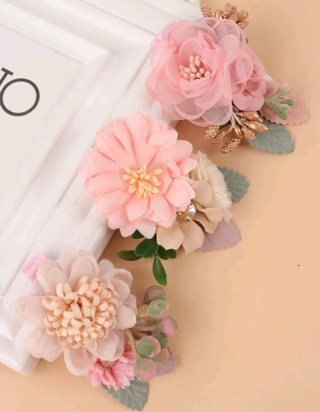 3's Pink Floral Hairclips