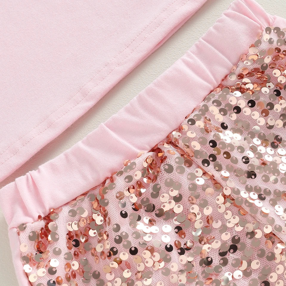 Birthday Princess Top with Sequins Shorts and Headband