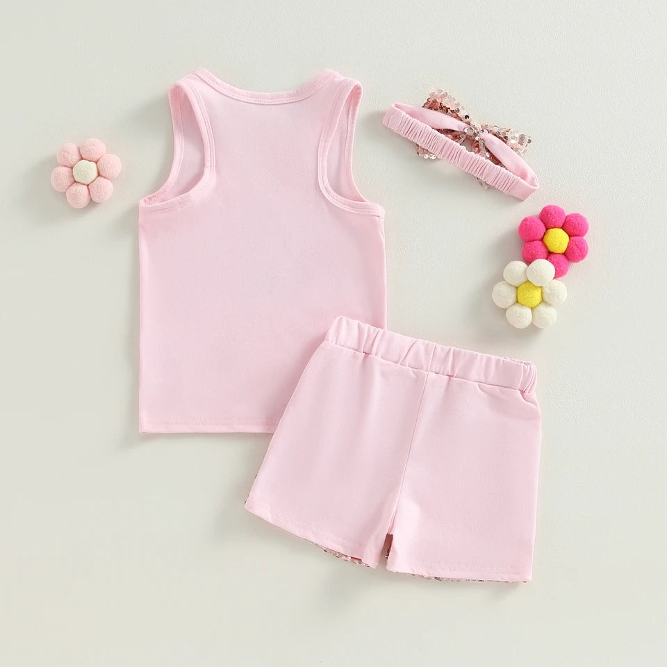 Birthday Princess Top with Sequins Shorts and Headband