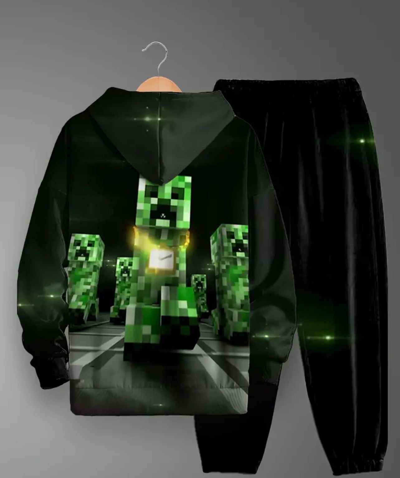 Minecraft Black & Green Printed Tracksuit set