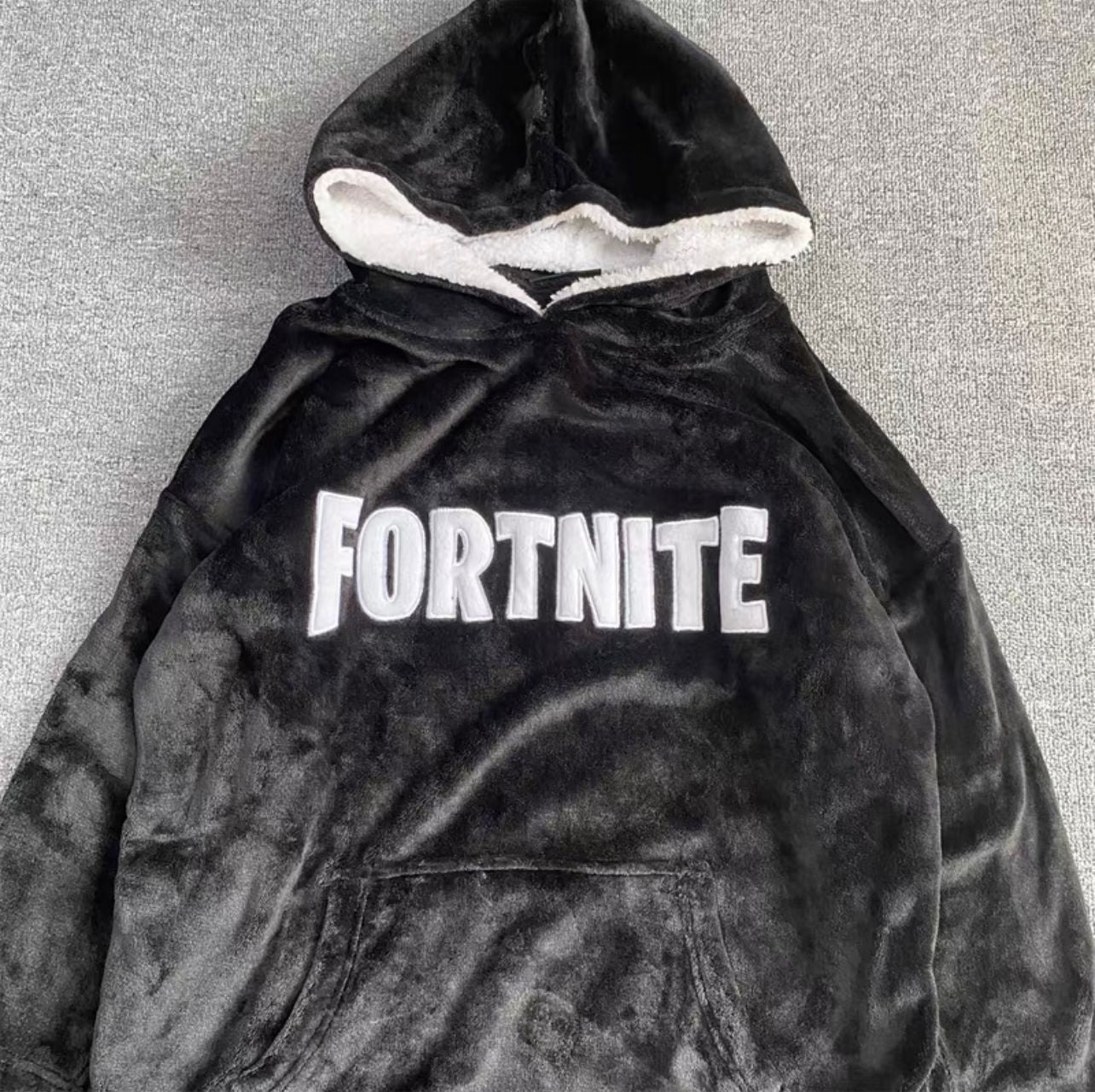 Fortnite Black Oversized Kids Hoodie Blanket