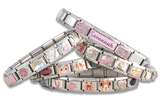 18-link stainless steel bracelet for Italian charms