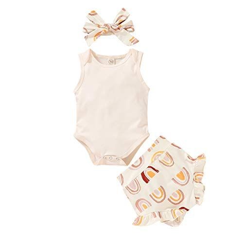 Off White Top with Rainbow Bloomer and Headband #1000895
