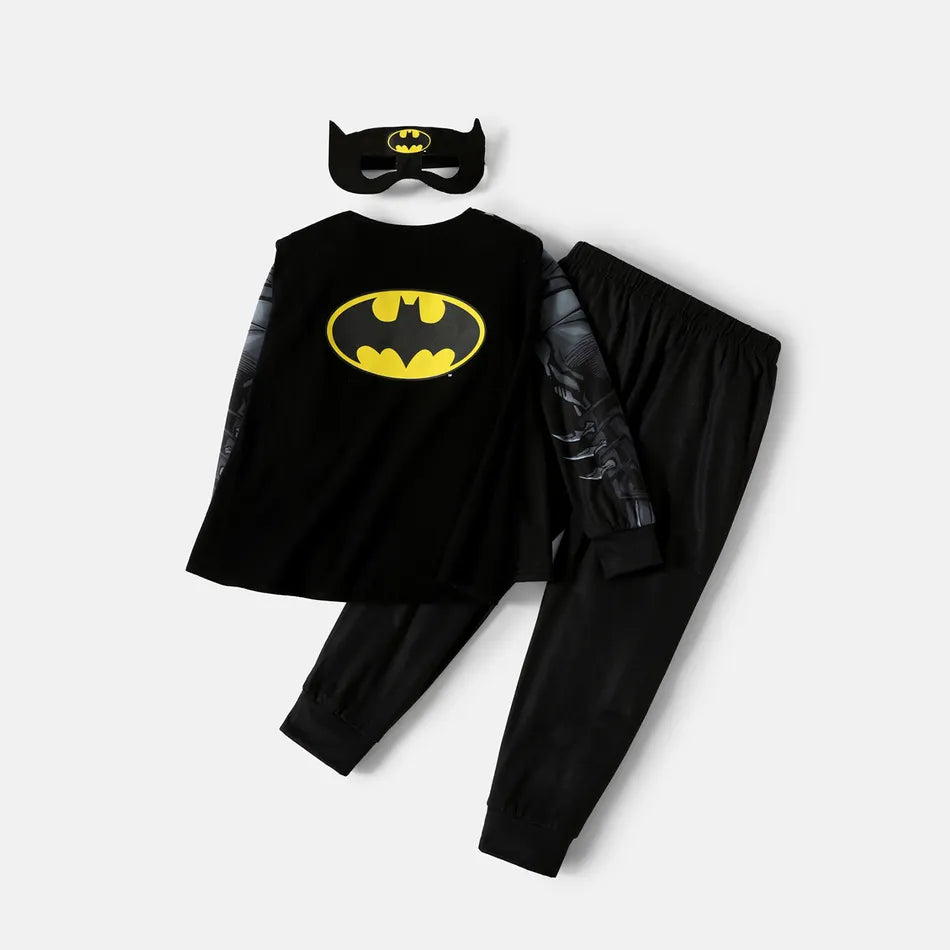 3-piece Black Superheroes Cosplay Costume Set with Cloak and Face Mask